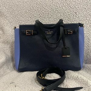 Kate Spade Holder Street Lanier Black/Blue Leather Satchel